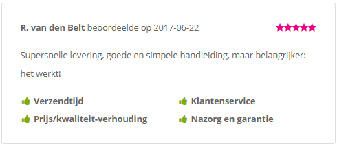 Mr. Anti Snurk ervaringen - R. van den Belt: Supersnelle levering, goede en simpele handleiding, maar belangrijker: het werkt!